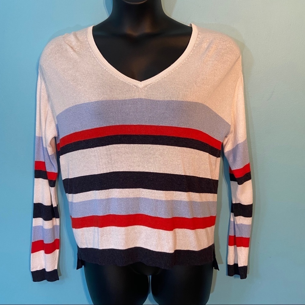 Marks and Spencer women's v-neck striped sweater in size 8